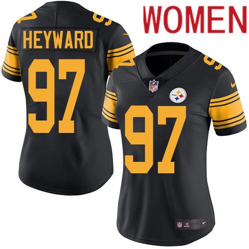 Cheap Women Pittsburgh Steelers 97 Cameron Heyward Nike Black Vapor Limited Rush NFL Jersey